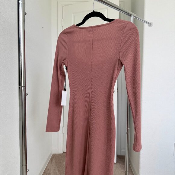 NEW ASTR the Label Blush Pink Ribbed Bustier Mini Dress | XS Hook & Eye Bodycon - Picture 8 of 9